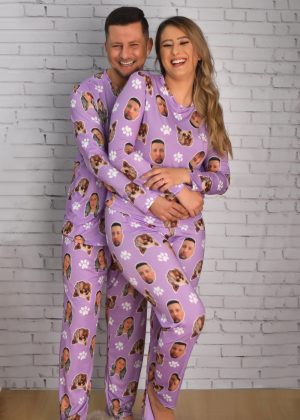 Pijama Casal Jersey Lilás