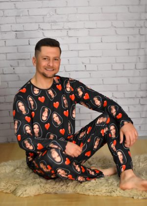Pijama Masculino Jersey Preto Coração