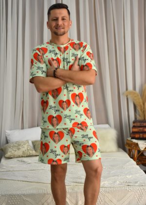 Pijama Masculino Jersey Verde Love